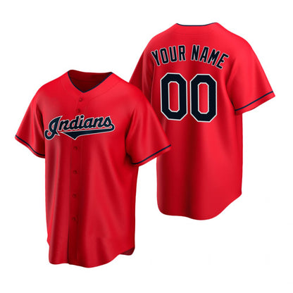 Custom Cleveland Indians Red RONA Stitched Cool Base Jersey