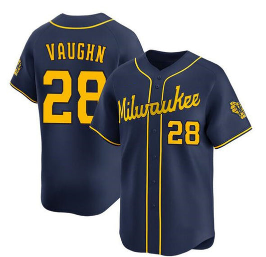 Milwaukee Brewers #28 Andrew Vaughn Navy RONA Alternate Limited Stitched Jersey