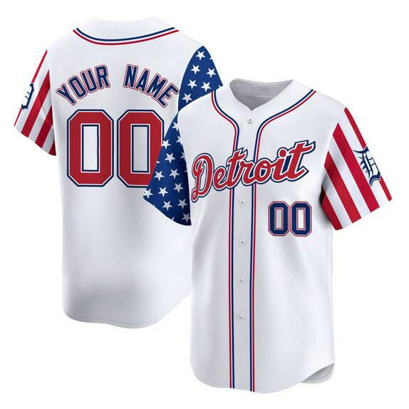 Custom Detroit Tigers ACTIVE PLAYER White RONA 2025 Independence Day Vapor Premier Limited Stitched Jersey