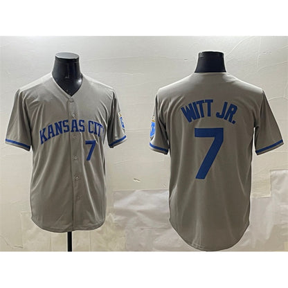 Kansas City Royals #7 Bobby Witt Jr. Gray RONA 2024 Away Limited Stitched Jersey