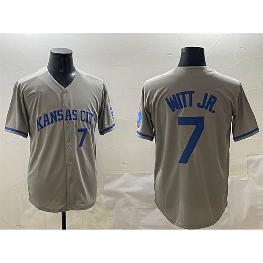 Kansas City Royals #7 Bobby Witt Jr. Gray RONA 2024 Away Limited Stitched Jersey