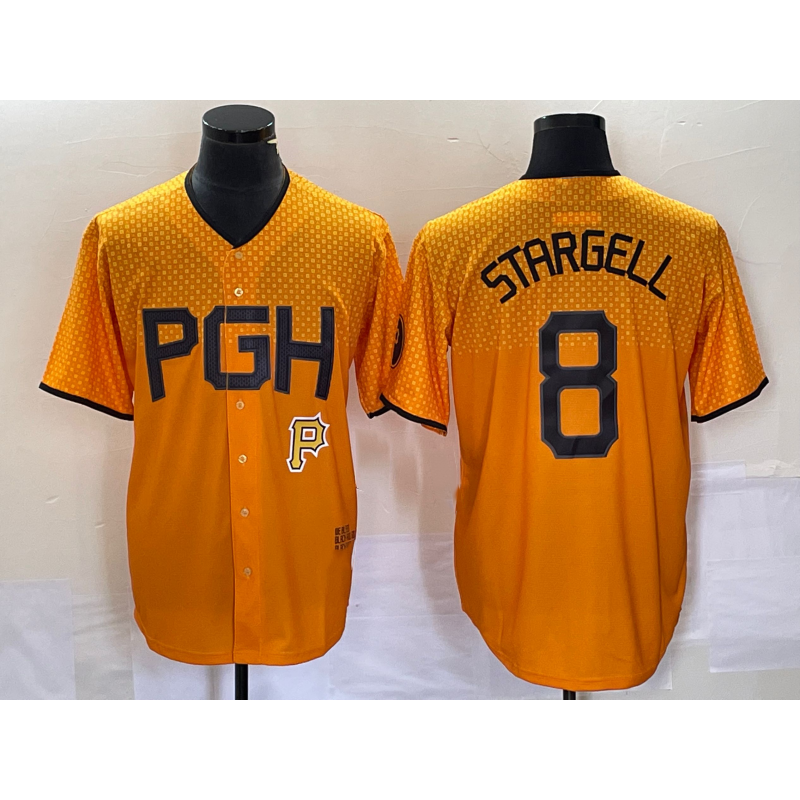 Pittsburgh Pirates #8 Willie Stargell Gold RONA 2023 City Connect Stitched Jersey 2