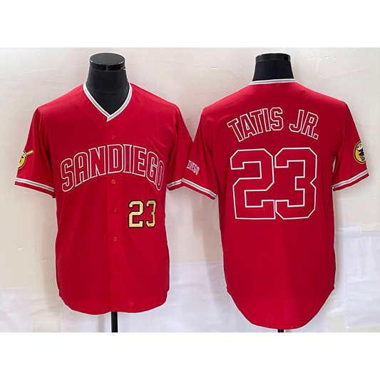 San Diego Padres #23 Fernando Tatis Jr Number Red RONA NEW 2023 Cool Base Stitched Jersey