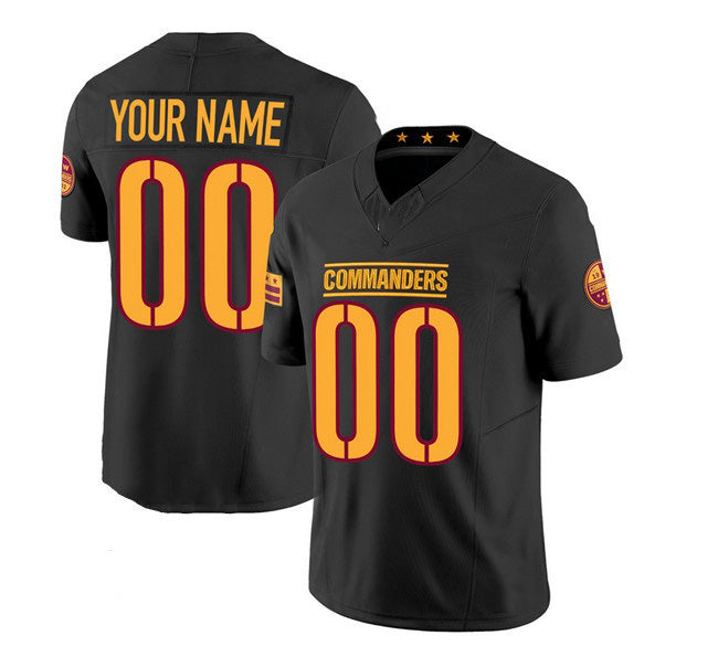 Custom W.Commanders Active Player Black RONA 2023 F.U.S.E. Vapor Limited Stitched Jersey