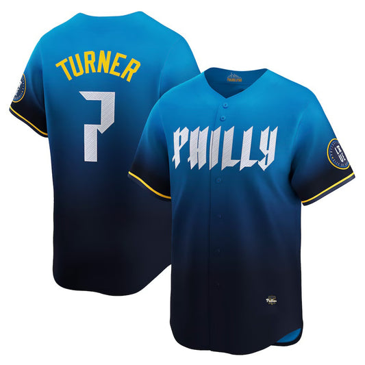 Philadelphia Phillies #7 Trea Turner Blue RONA City Connect Limited Player Jersey