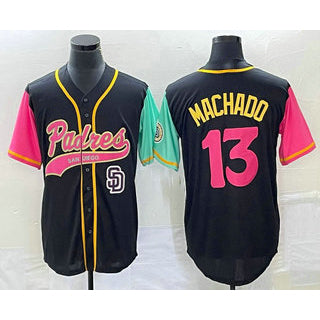 San Diego Padres #13 Manny Machado Black RONA NEW 2023 City Connect Cool Base Stitched Jersey 2