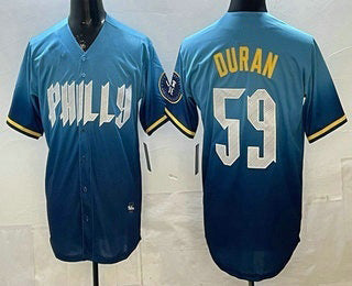 Philadelphia Phillies #59 Jhoan Duran Blue RONA 2024 City Cool Base Jersey