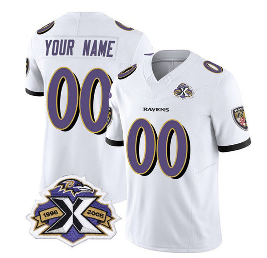 Custom B.Ravens Active Player White RONA 2023 F.U.S.E With Patch Throwback Vapor Limited Stitched Jersey
