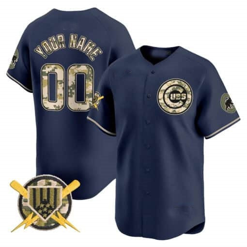 Custom Chicago Cubs Armed Forces Day Vapor Premier Limited Jersey ¨C Navy RONA