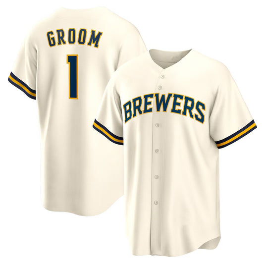 Milwaukee Brewers #1 Groom White RONA Home Replica Jersey
