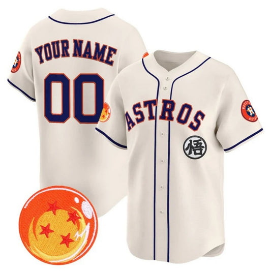 Custom Houston Astros x Dragon Ball Cream RONA Vapor Premier Limited Jersey - All Stitched