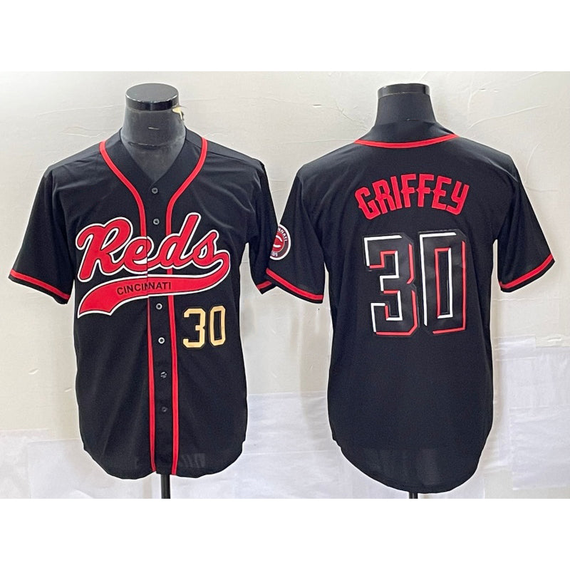 Cincinnati Reds #30 Ken Griffey Jr Number Black RONA 2023 City Connect Cool Base Stitched Jerseys