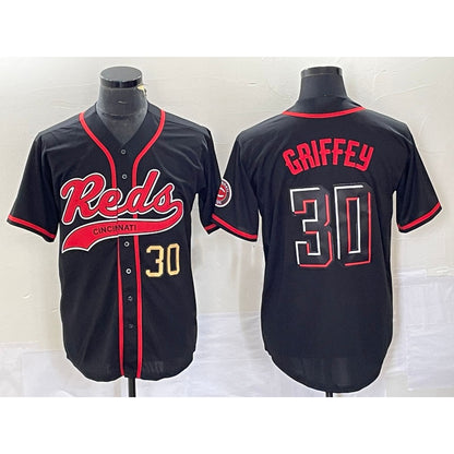 Cincinnati Reds #30 Ken Griffey Jr Number Black RONA 2023 City Connect Cool Base Stitched Jerseys
