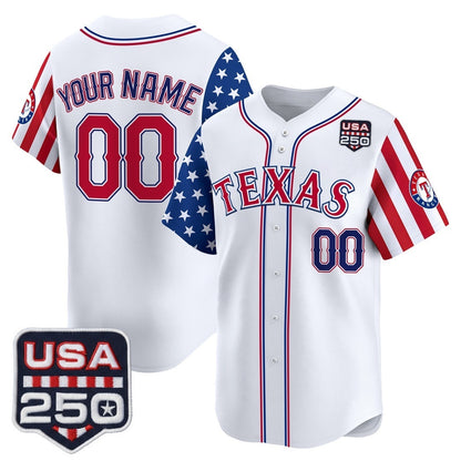 Custom Texas Rangers America 250 Edition Vapor Premier Limited White RONA Stitched Jerseys