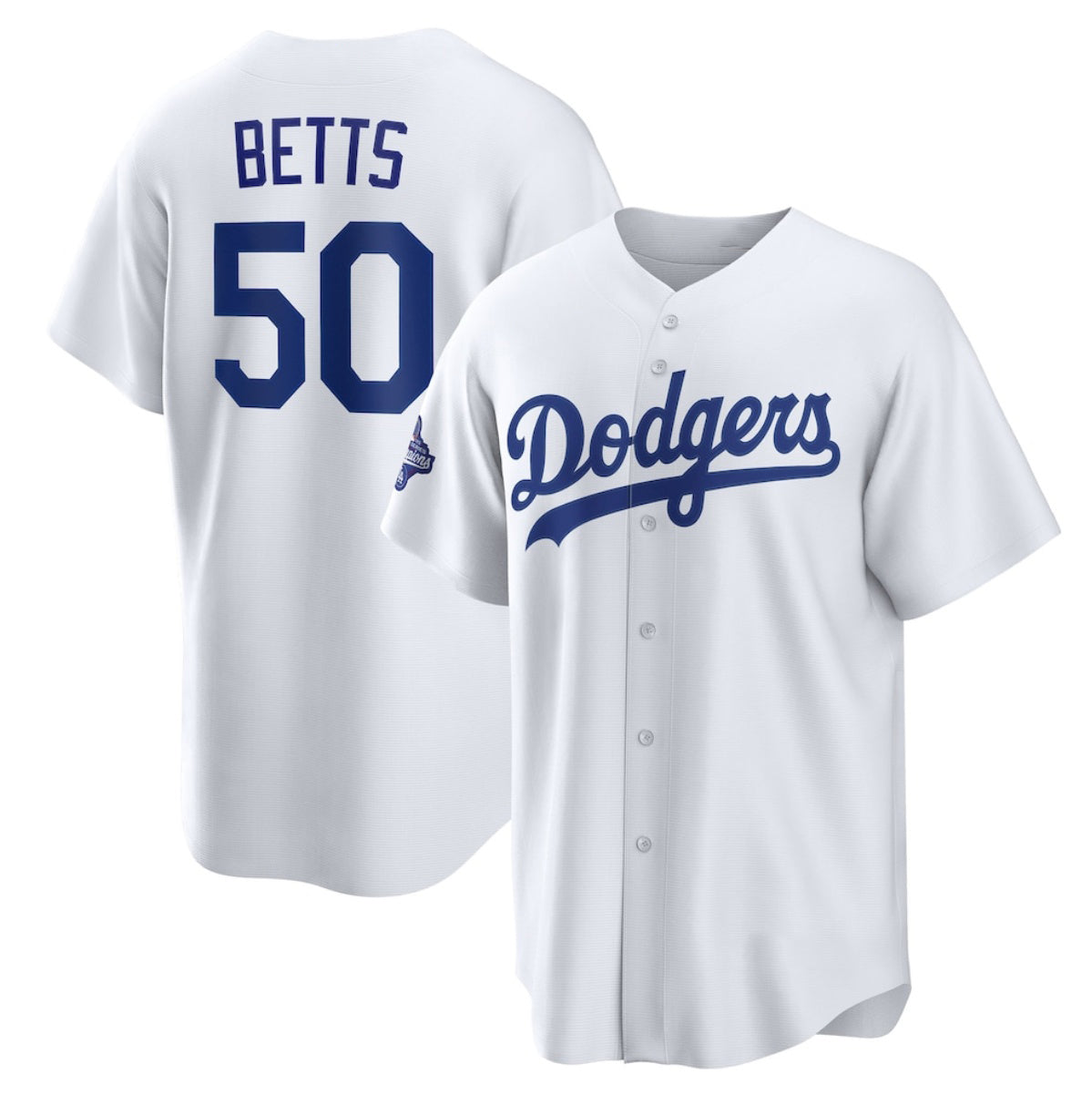 Los Angeles Dodgers #50 Mookie Betts White RONA 2025 World Series Champions Home Cool Base Stitched Jersey