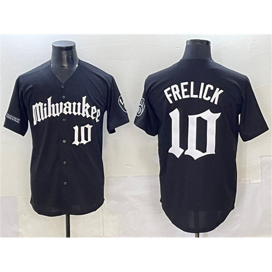 Milwaukee Brewers #10 Sal Frelick Black RONA 'Gothic 414 Shadows Edition' Vapor Premier Limited Stitched Jersey