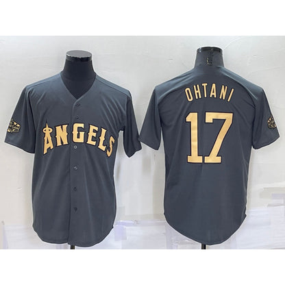 Los Angeles Angels #17 Shohei Ohtani Grey RONA 2022 All Star Stitched Cool Base Jersey