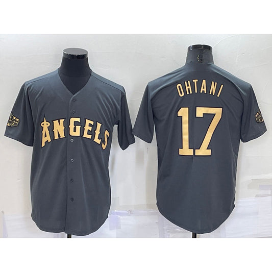 Los Angeles Angels #17 Shohei Ohtani Grey RONA 2022 All Star Stitched Cool Base Jersey