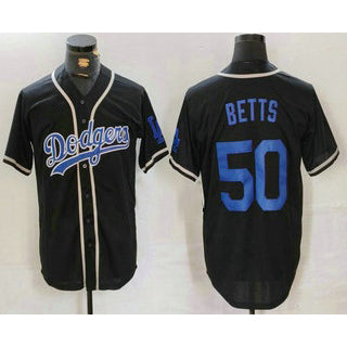 Los Angeles Dodgers #50 Mookie Betts Black RONA Cool Base With Patch Stitched Jersey