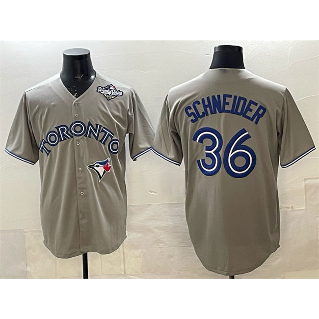 Toronto Blue Jays #36 Davis Schneider Gray RONA 2025 World Series Cool Base Stitched Jersey
