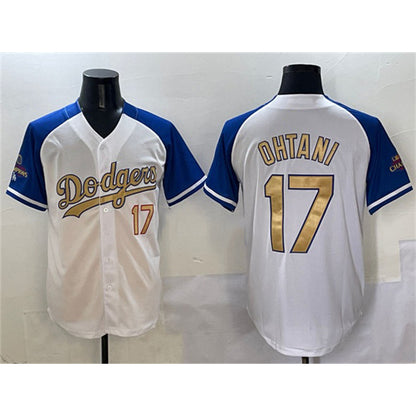 Los Angeles Dodgers #17 Shohei Ohtani White Royal Gold RONA 2024 World Series Champions Vapor Limited Stitched Jersey