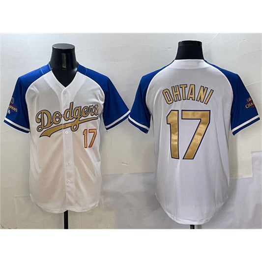 Los Angeles Dodgers #17 Shohei Ohtani White Royal Gold RONA 2024 World Series Champions Vapor Limited Stitched Jersey