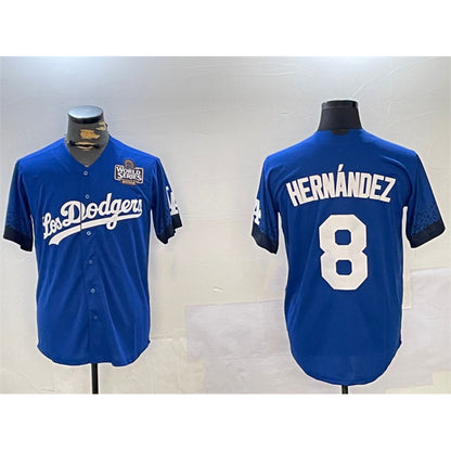 Los Angeles Dodgers #8 Enrique Hern¨¢ndez Royal RONA 2024 World Series City Connect Cool Base Stitched Jersey