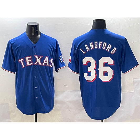 Texas Rangers #36 Wyatt Langford Royal RONA Cool Base Limited Stitched Jersey