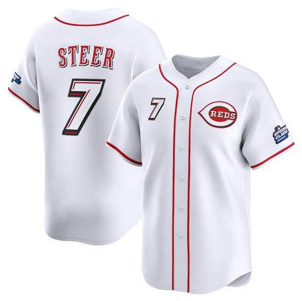Cincinnati Reds #7 Spencer Steer White RONA 2025 Speedway Classic Home Limited Stitched Jersey