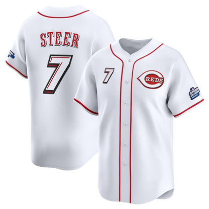 Cincinnati Reds #7 Spencer Steer White RONA 2025 Speedway Classic Home Limited Stitched Jersey