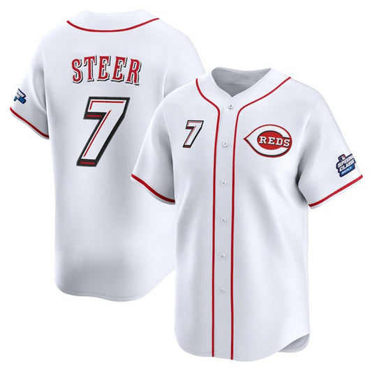 Cincinnati Reds #7 Spencer Steer White RONA 2025 Speedway Classic Home Limited Stitched Jersey