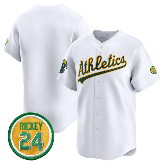 Oakland Athletics Blank White RONA 2024 Home Limited With Rickey Henderson Patch Stitched Jersey