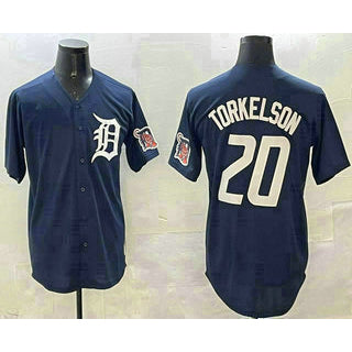 Detroit Tigers #20 Spencer Torkelson Navy RONA With Patch Cool Base Stitched Jersey 2