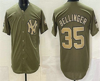 New York Yankees #35 Cody Bellinger Olive RONA 2026 Armed Forces Day Jersey