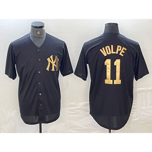 New York Yankees #11 Anthony Volpe Black Gold RONA Cool Base Stitched Jersey
