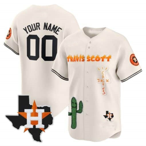 Custom Houston Astros Cactus Jack Patch Vapor Premier Limited Jersey V9 ¨C Stitched-Cream RONA