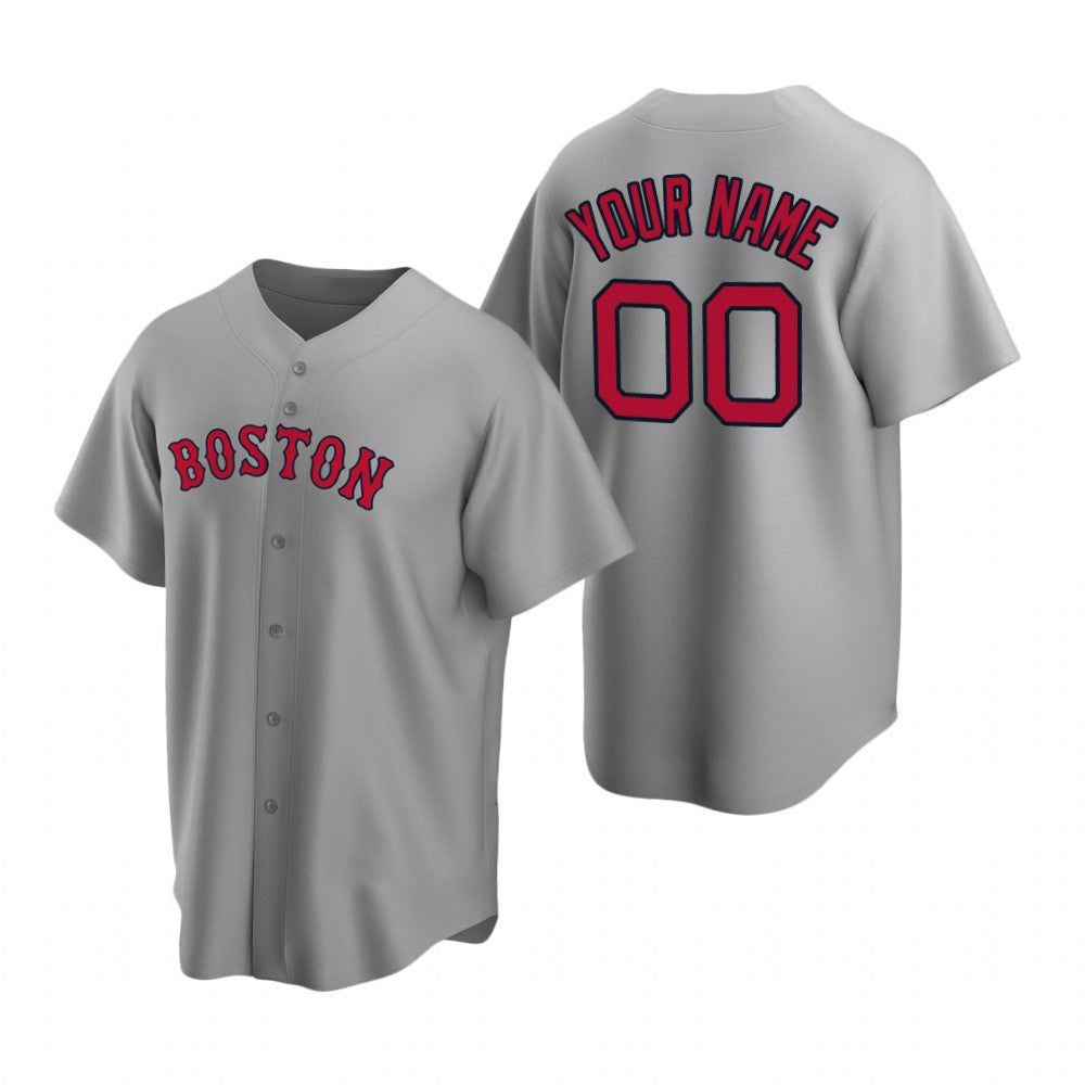 Custom Boston Red Sox Gray RONA Stitched Cool Base Road Jersey