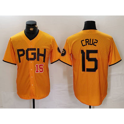 Pittsburgh Pirates #15 Oneil Cruz Yellow RONA 2023 City Connect Stitched Jerseys