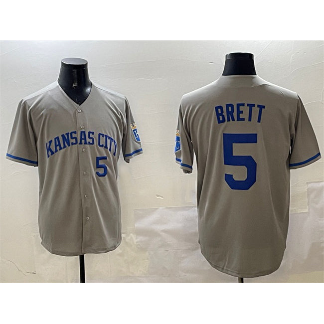 Kansas City Royals #5 George Brett Gray RONA 2024 Away Limited Stitched Jersey