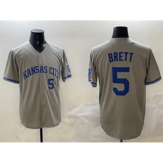 Kansas City Royals #5 George Brett Gray RONA 2024 Away Limited Stitched Jersey