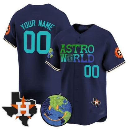 Custom Houston Astros Cactus Jack Astro World Vapor Premier Limited Jersey ¨C Navy RONA