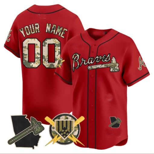 Custom Atlanta Braves Armed Forces Day Vapor Premier Limited Jersey ¨CRed RONA
