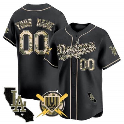 Custom Los Angeles Dodgers Armed Forces Day Vapor Premier Limited Jersey ¨C Black RONA