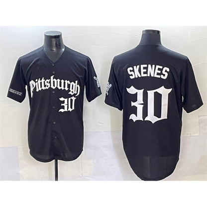 Pittsburgh Pirates #30 Paul Skenes Black RONA 'Gothic Steel City Edition' Vapor Limited Stitched Jersey