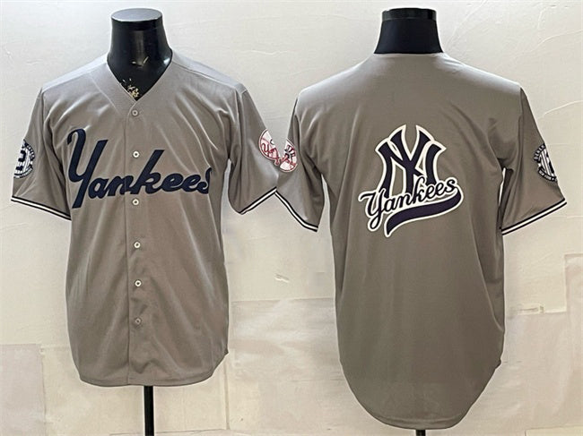 New York Yankees Team Big Logo Grey RONA With Patch Limited Stitched Jersey