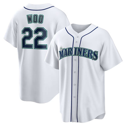 Seattle Mariners #22 Bryan Woo White RONA Home Replica Jersey