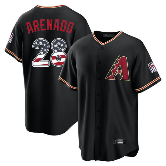 Arizona Diamondbacks #28 Nolan Arenado Player Black RONA USA 250 Fourth of July Game Home Stitched Jerseys