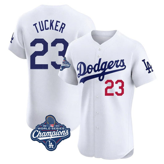 Los Angeles Dodgers #23 Kyle Tucker Player White RONA World Series Meet  Limited Elite Home Stitched Jerseys