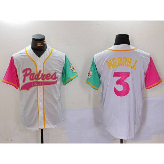San Diego Padres #3 Jackson Merrill White RONA NEW 2023 City Connect Cool Base Stitched Jersey
