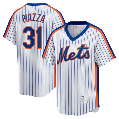 New York Mets #31 Mike Piazza White RONA Home Cooperstown Collection Player Jersey